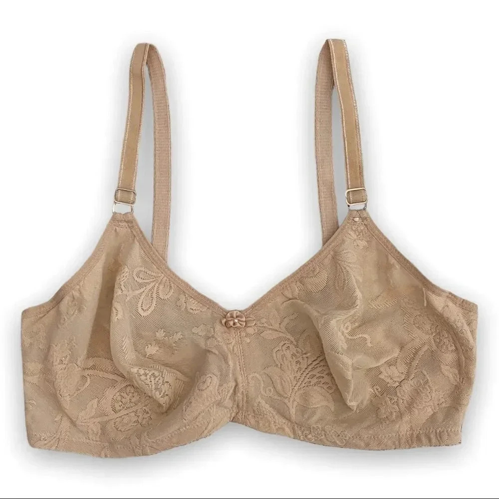 VINTAGE 90’s Wacoal Tan Unlined Balconette Bra Size 34D